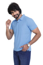Bearberry Men’s Performance Pique Polo T-Shirt – Quick Dry | UV Protection | Anti-Microbial - Sky Blue - Image 3