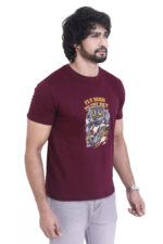 Bearberry Men’s 100% Cotton Jersey T-Shirt – Premium Soft Breathable Casual Wear (Regular Fit) - Maroon - Image 4