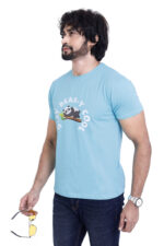 Bearberry Men’s 100% Cotton Jersey T-Shirt – Premium Soft Breathable Casual Wear (Regular Fit) - Azure - Image 3