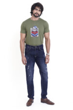 Bearberry Men's Blue Slim Fit Distressed Stretch Denim Jeans | Mid Rise | Cotton Denim