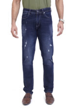 Bearberry Men's Blue Slim Fit Distressed Stretch Denim Jeans | Mid Rise | Cotton Denim - Image 2