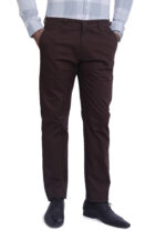 Bearberry Men's Satin Cotton Trouser – Premium Regular Fit Stretch Casual & Formal Pants - Dark Brown - Image 3