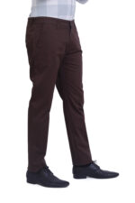Bearberry Men's Satin Cotton Trouser – Premium Regular Fit Stretch Casual & Formal Pants - Dark Brown - Image 4