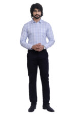 Bearberry Men's Satin Cotton Trouser – Premium Regular Fit Stretch Casual & Formal Pants - Ink Blue