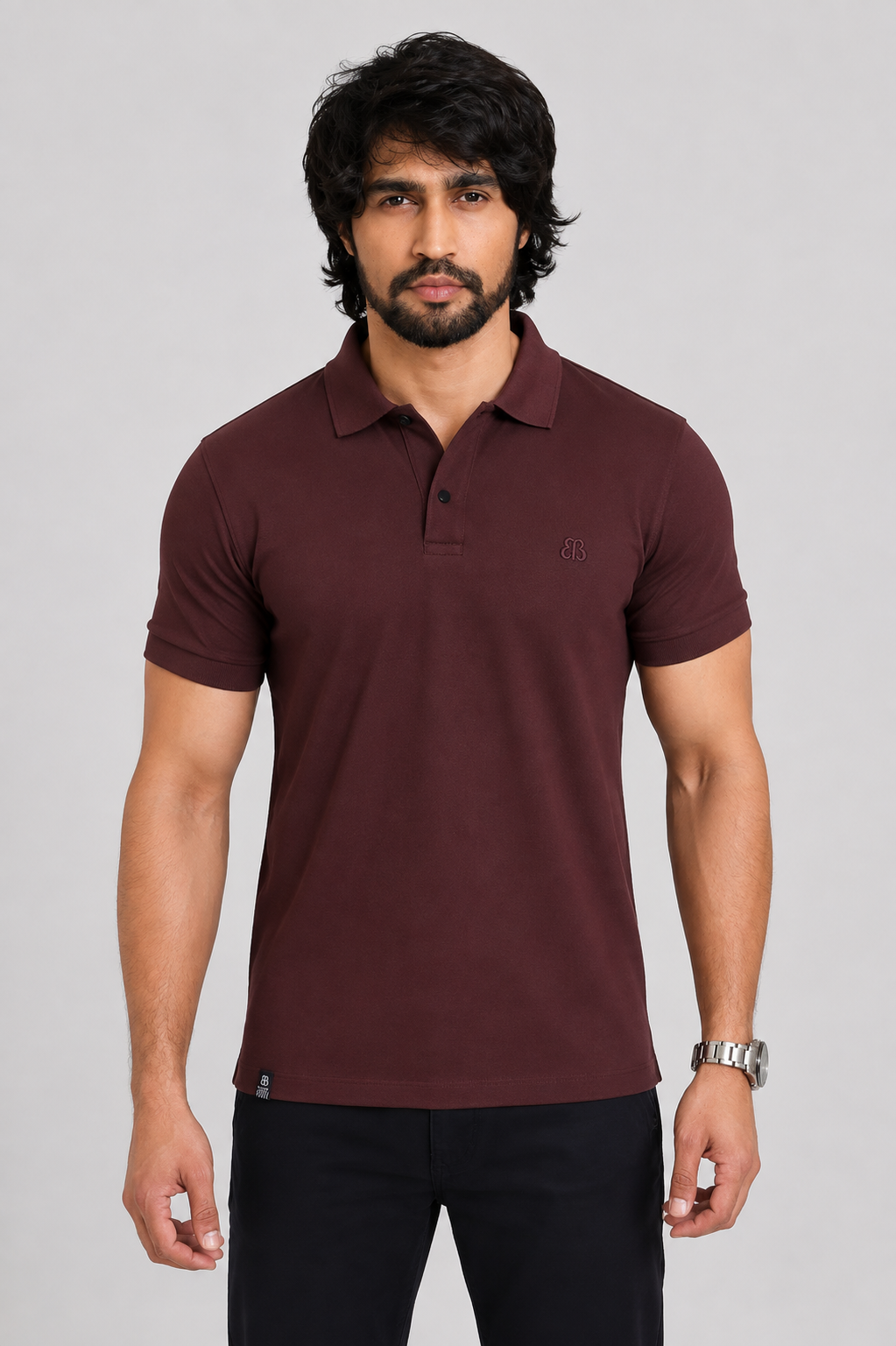 BB-POLO-TSHIRT-AF-218 BearBerry Premium French Wine TENCEL Polo T-Shirt for Men – Ultra-Soft, Breathable & Wrinkle Resistant - Image 1